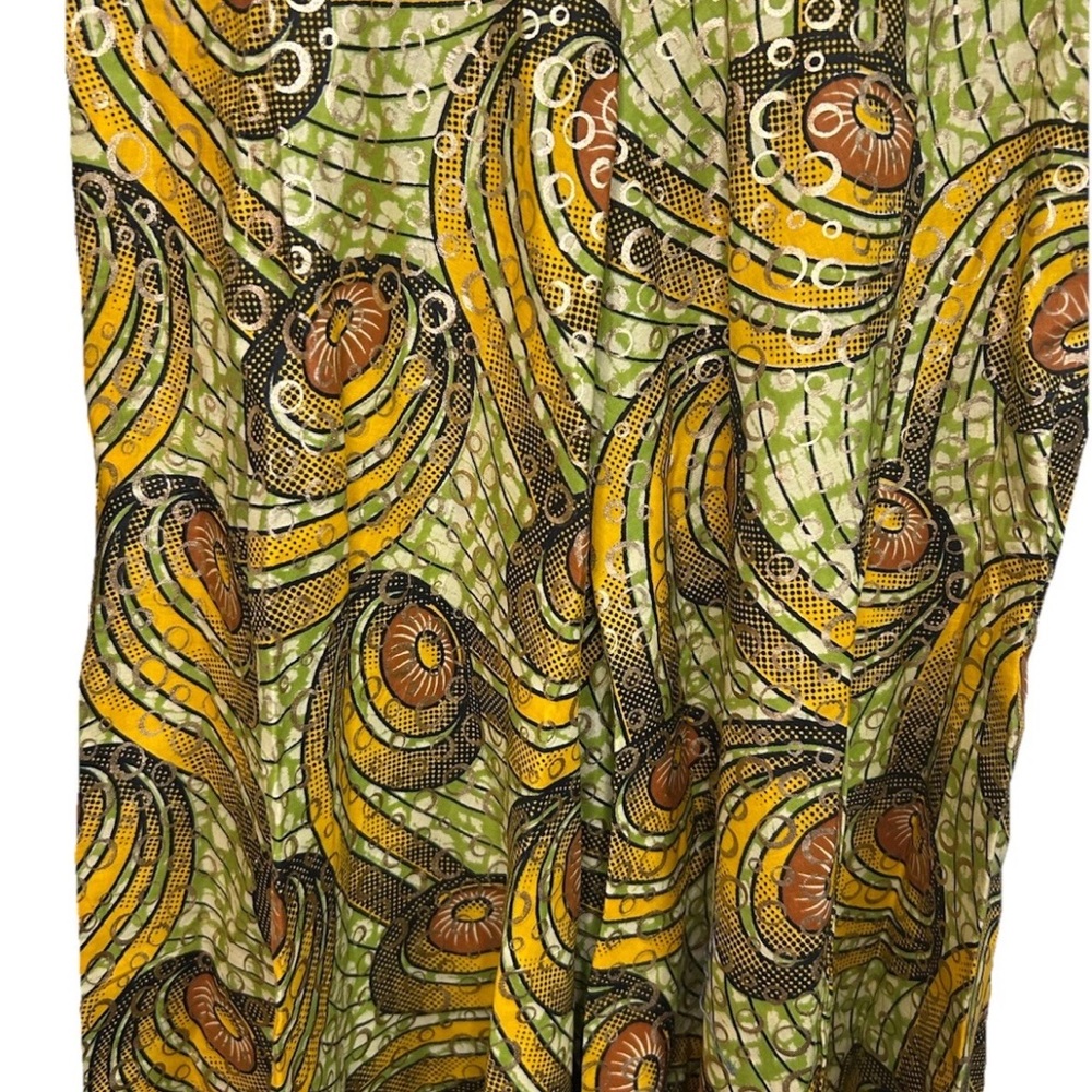 VTG Handmade African Print Maxi Dress Ruffle Puff Sleeve Boho Festival S/M - Picture 12 of 14
